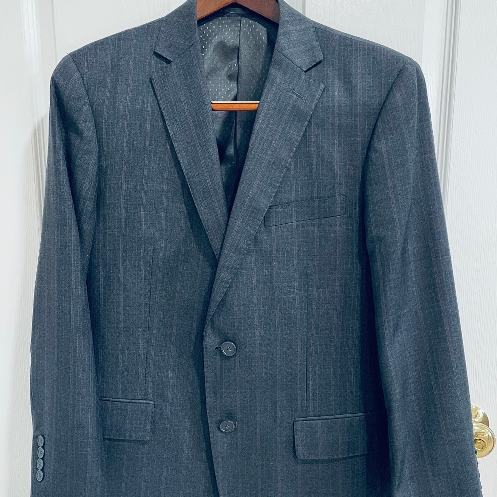 Mens Dark Gray Italian Wool 2-Piece Suit Size 40
